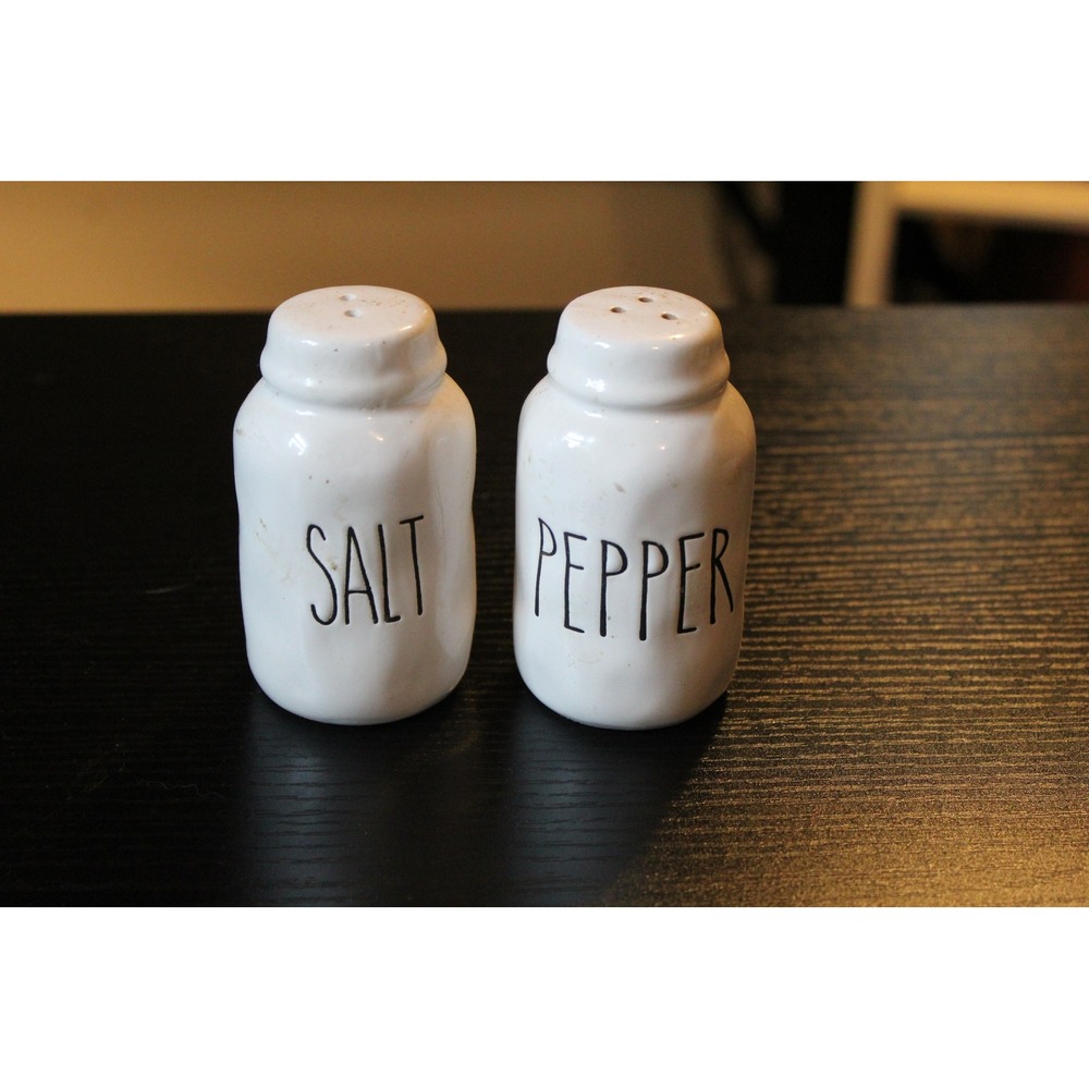 Rae Dunn Salt and Pepper Shakers White Ceramic Farmhouse Kitchen Decor Set